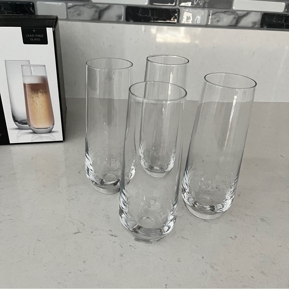 JOYJOLT Milo Stem Less Champagne Flutes - Set of 4